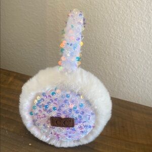 NWOT C.C White Earmuffs with Iridescent Sequins